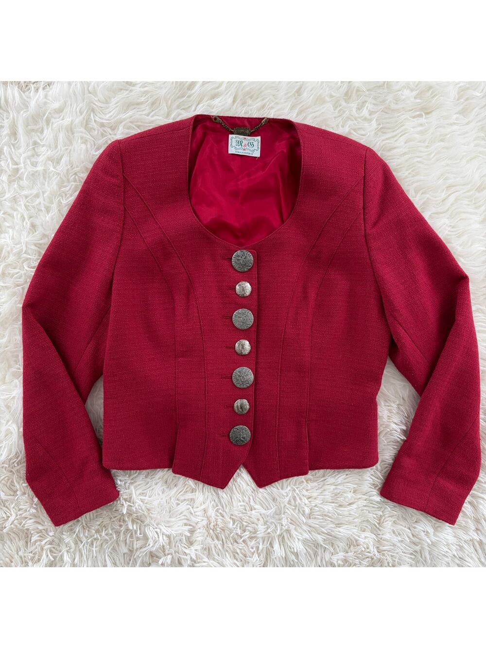 M&G Dark Red Trachten Blazer Vintage Style Austrian, US 10